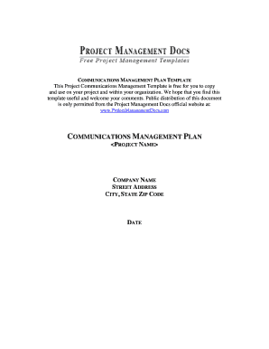 Communications Management Plan Template - Free Project ...