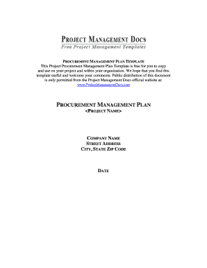 Procurement Management Plan Template. PMBOK Procurement Management Plan Template