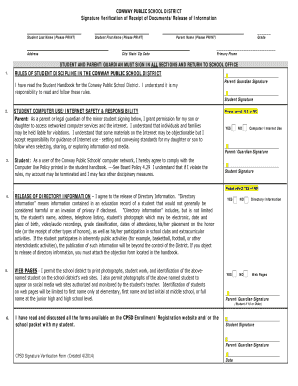 Conway Public School District Signature Verification Form