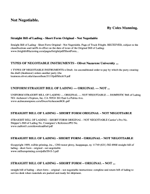 Straight Bill of Lading - Short Form