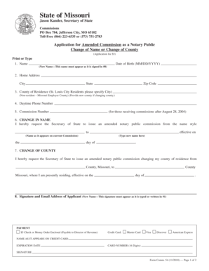 Missouri Amended Notary Public Commission Application