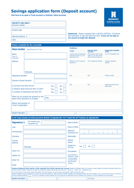 Savings Application Form for Trust or Solicitor Client Account