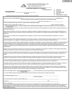 Customs Power of Attorney