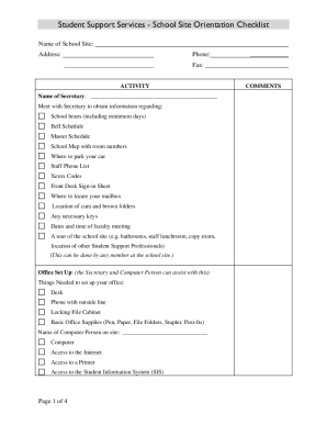 School Site Orientation Checklist