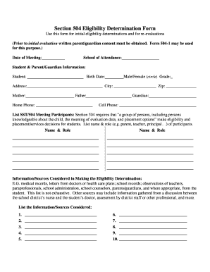 Section 504 Eligibility Determination Form