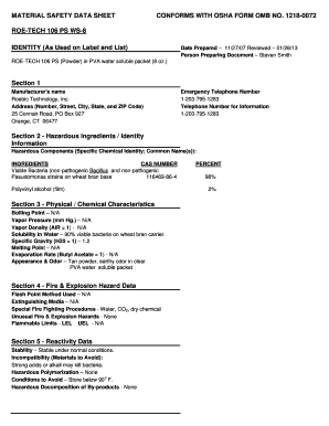 MATERIAL SAFETY DATA SHEET CONFORMS WITH OSHA FORM ...