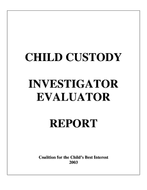Child Custody Investigator/Evaluator Report