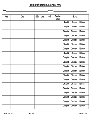 BBNA Head Start Vision Group Form