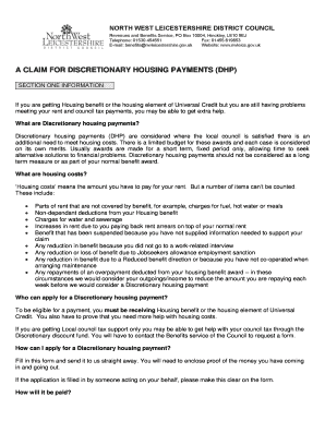 Discretionary Housing Payment Claim Form