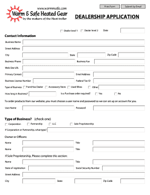 Dealership Application Form