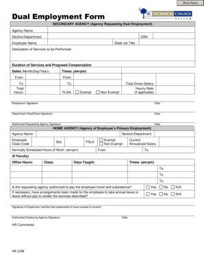 Dual Employment Form