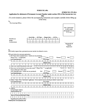 Form 49A Application for PAN