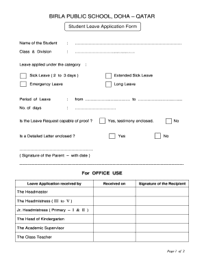 online leave application for school