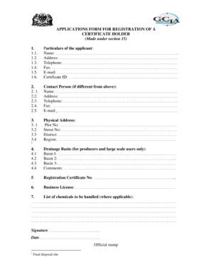 Certificate Holder Registration Application Form