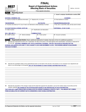 IRS Form 8937 Report