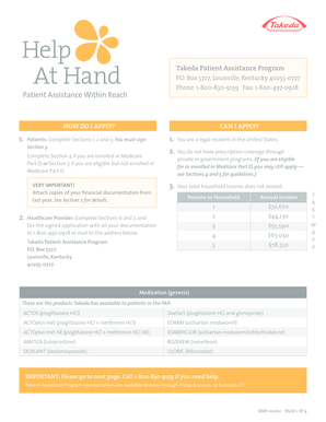 Takeda Patient Assistance Program Application