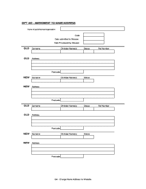 Gift Aid Amendment to Name/Address
