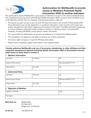 WellDyneRx PHI Access Authorization Form