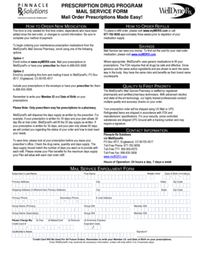 WellDyneRx Mail Service Enrollment Form