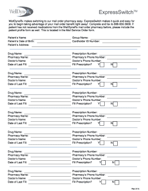 WellDyneRx ExpressSwitch Form