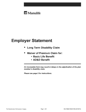 Employer Statement Long Term Disability Claim