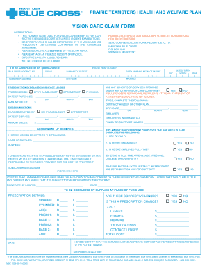 Prairie Teamsters Health and Welfare Plan Vision Care Claim Form