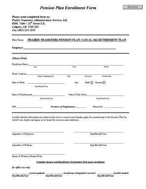 Pension Plan Enrollment Form