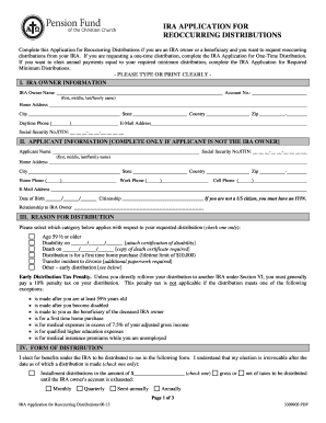 IRA Application for Reoccurring Distributions