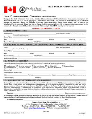 RCA Bank Information Form