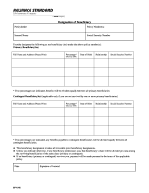 Designation of Beneficiary Form