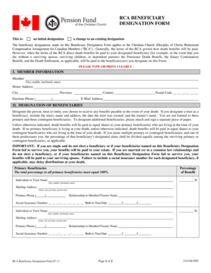 RCA Beneficiary Designation Form