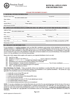 Roth IRA Application for Distribution