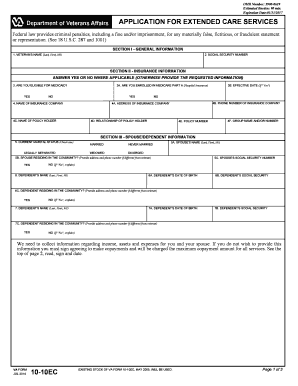 Application for Extended Care Services