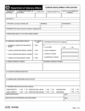 VA Career Development Application Form