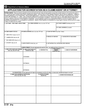 VA21a, APPLICATION FOR ACCREDITATION AS A CLAIMS AGENT OR ...
