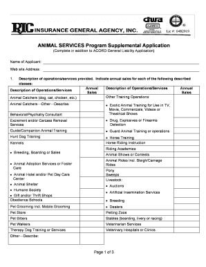 Animal Services Program Supplemental Application