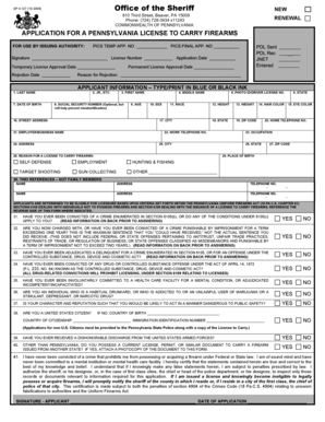Pennsylvania License to Carry Firearms Application