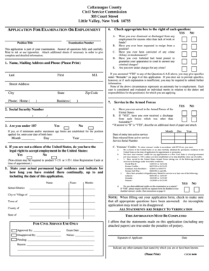 Cattaraugus County Civil Service Employment Application