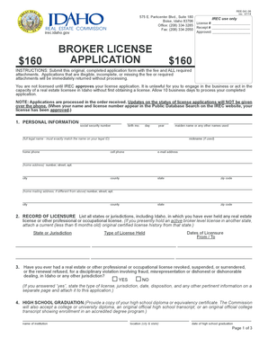 Idaho Broker License Application
