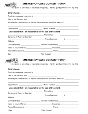 Emergency Care Consent Form