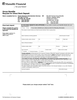 Group Benefits Direct Bank Deposit Request