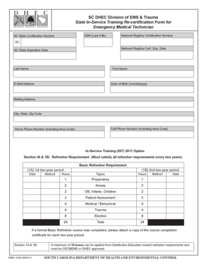 SC EMT-Basic Recertification Form