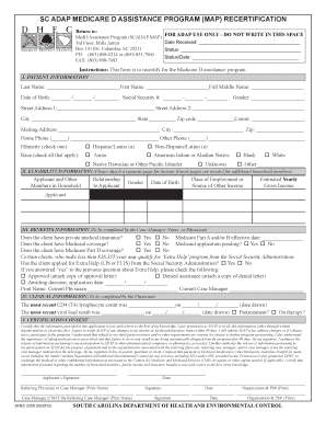 SC ADAP Medicare D Assistance Program Recertification Form