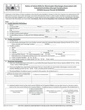 Notice of Intent for Industrial Stormwater Discharges