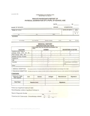 School Physical Form