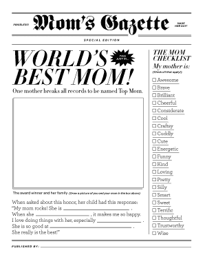 Mother's Day Award Checklist