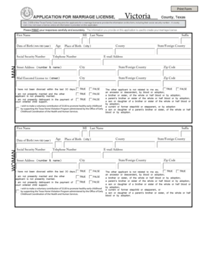 Texas Marriage License Application