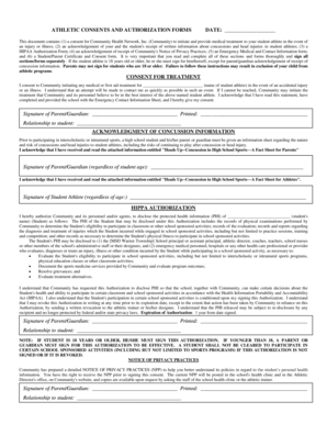 Athletic Consent and Authorization Forms