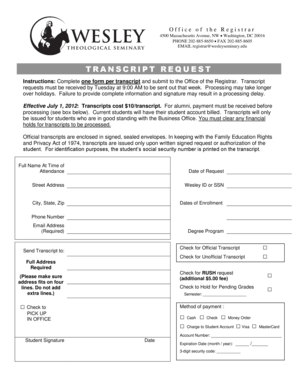 Transcript Request Form