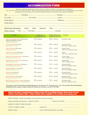 Accommodation Booking Form